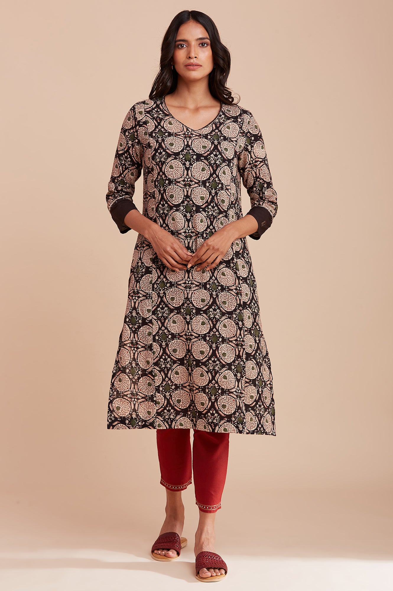 Brown Hand Block Print kurta