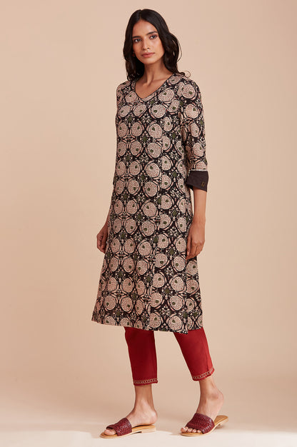 Brown Hand Block Print kurta