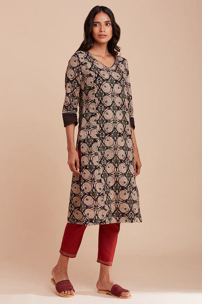 Brown Hand Block Print kurta