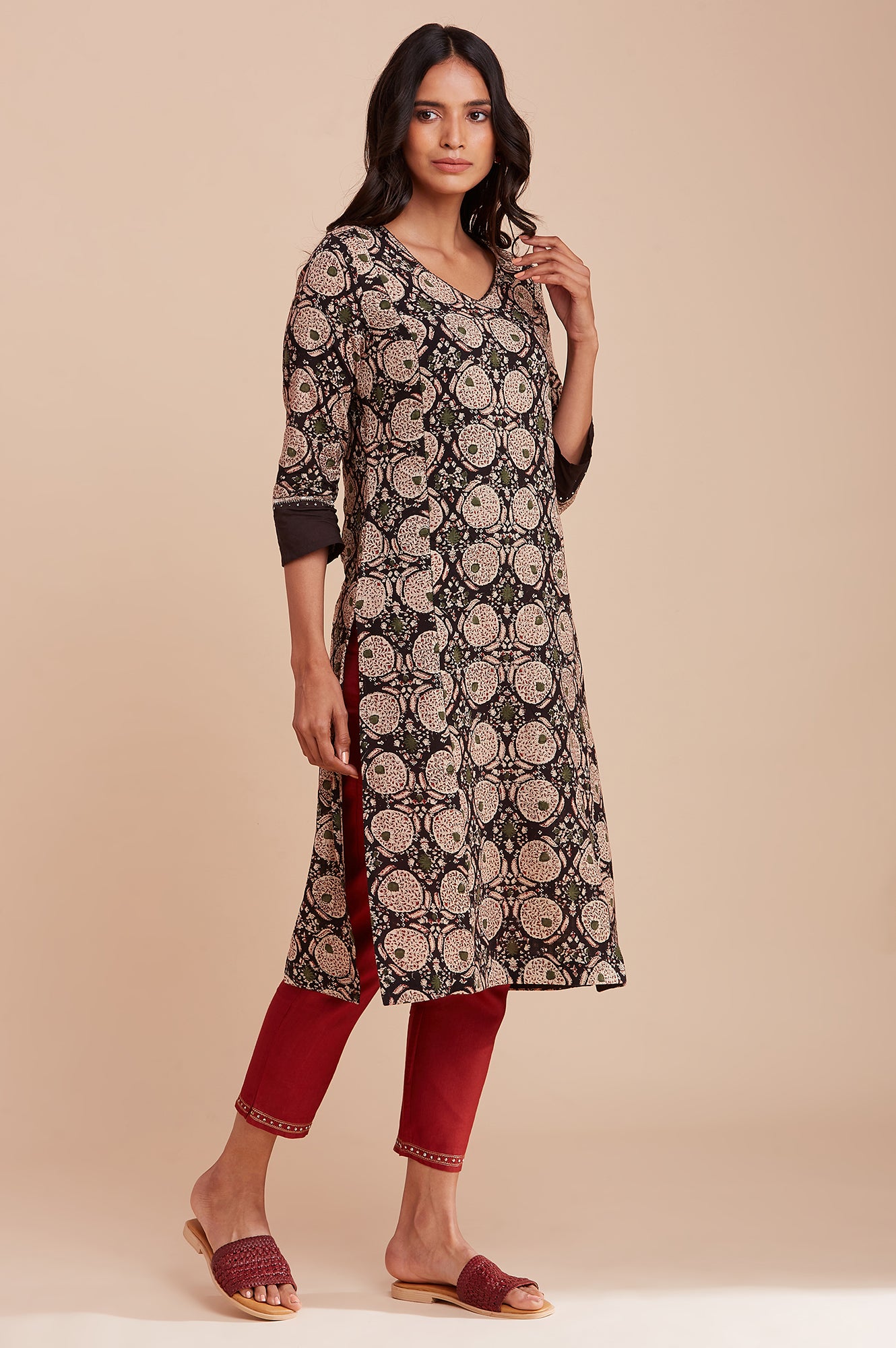 Brown Hand Block Print kurta