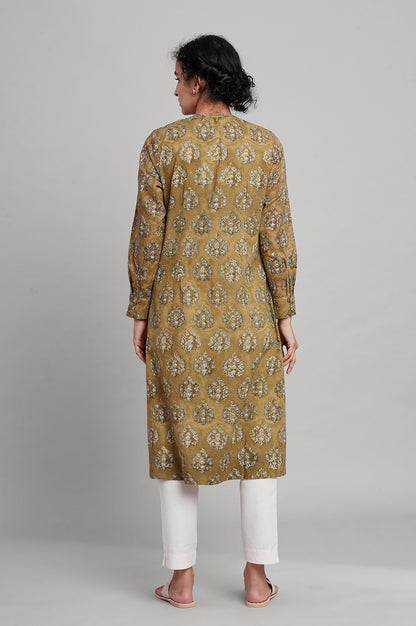 Olive Green Hand Block Print kurta