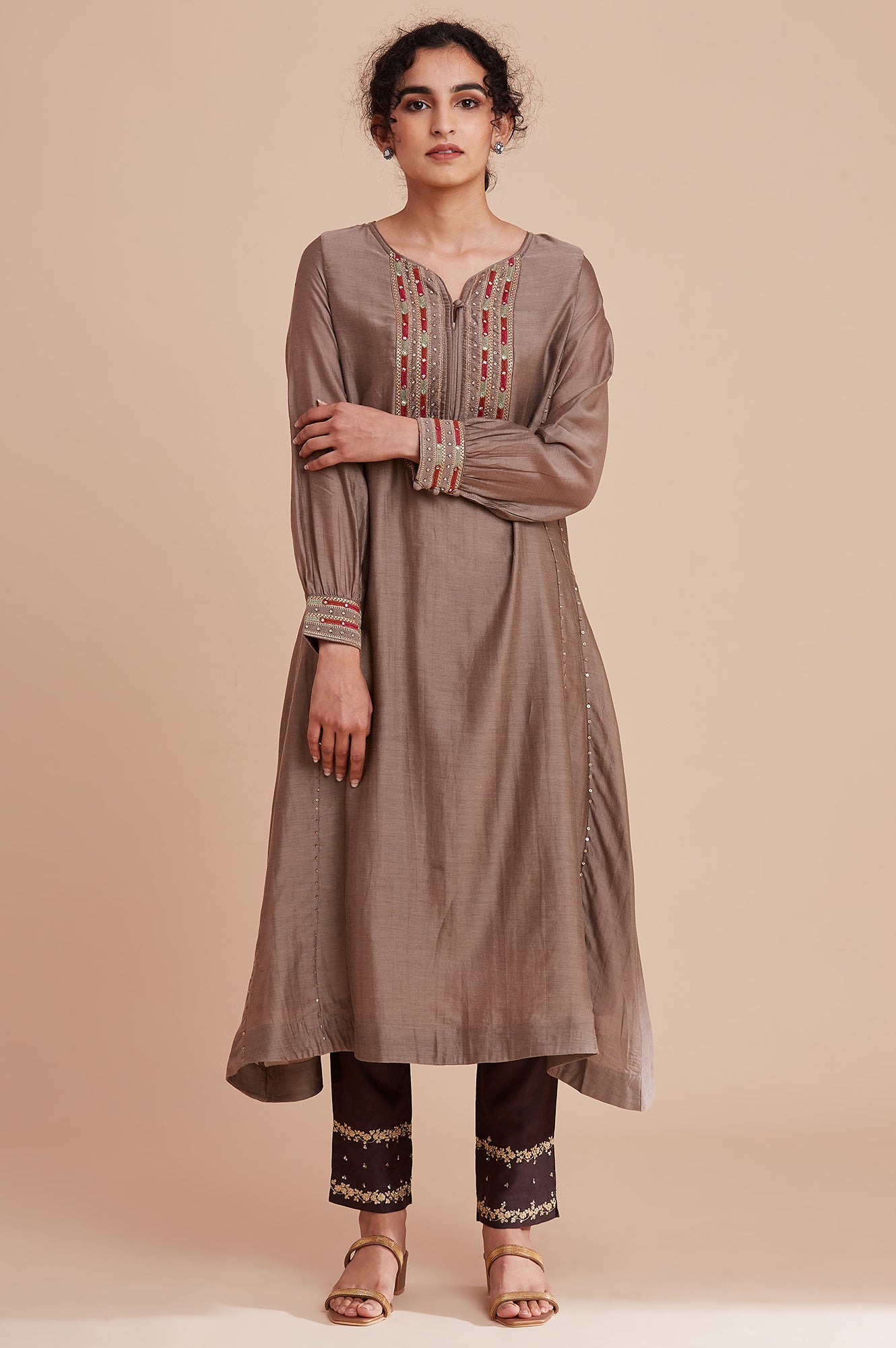 Light Grey Silk Chanderi kurta