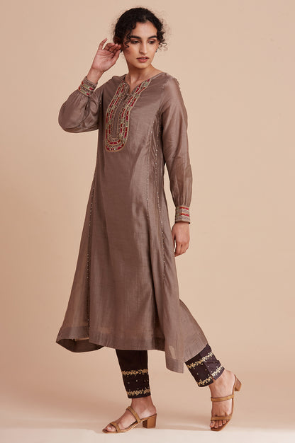 Light Grey Silk Chanderi kurta