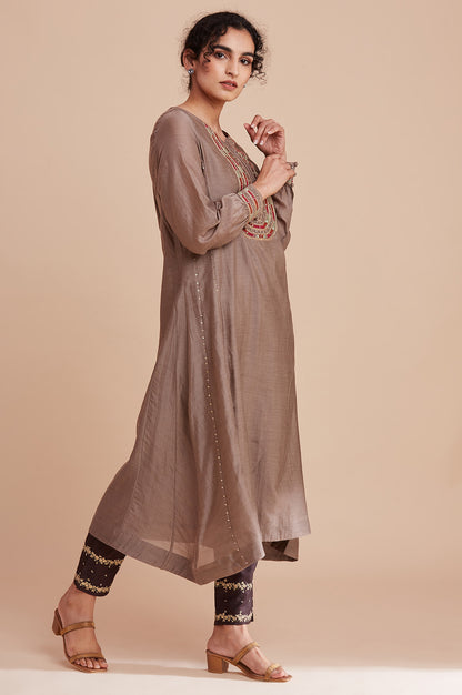 Light Grey Silk Chanderi kurta