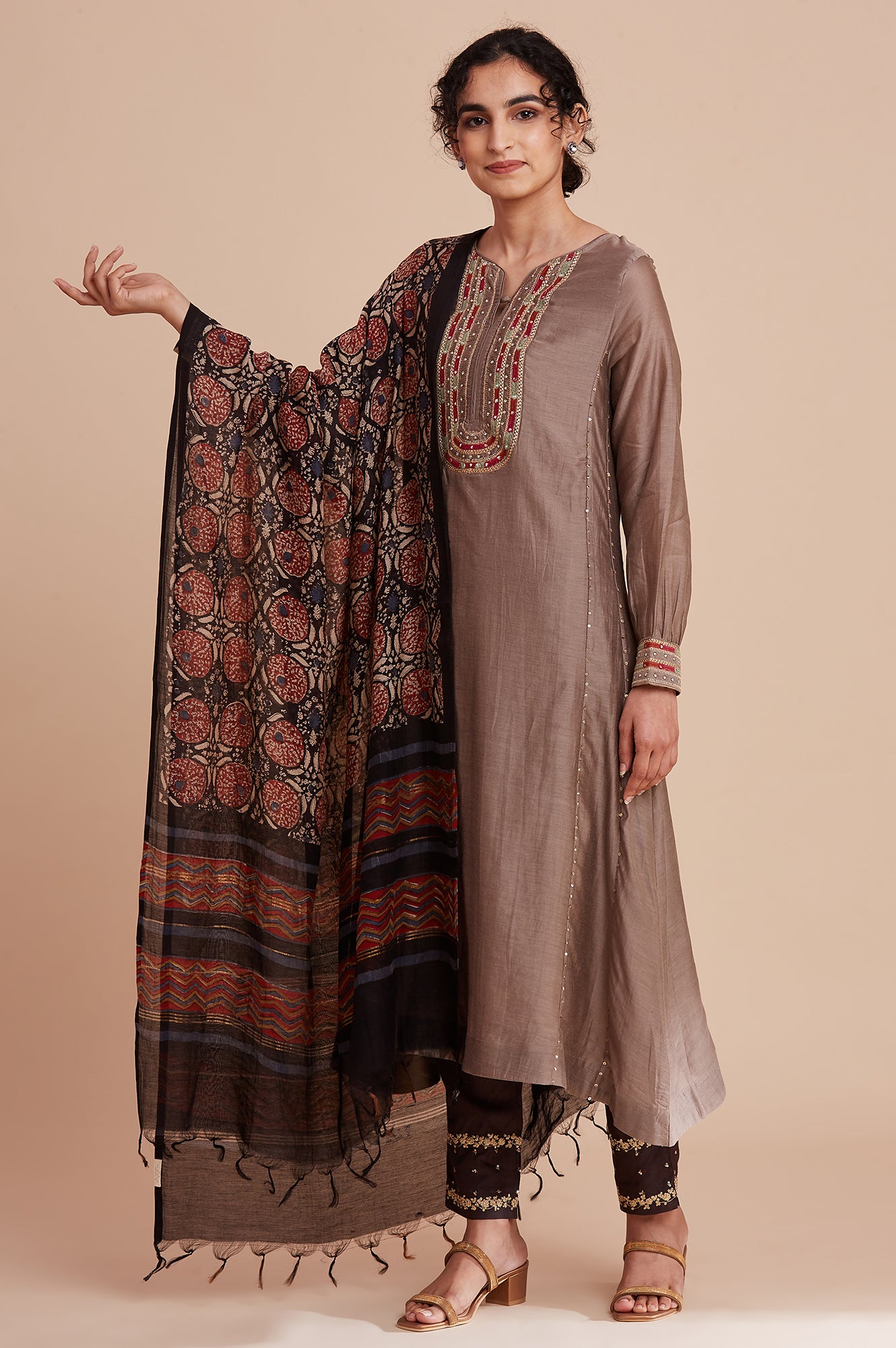 Light Grey Silk Chanderi kurta