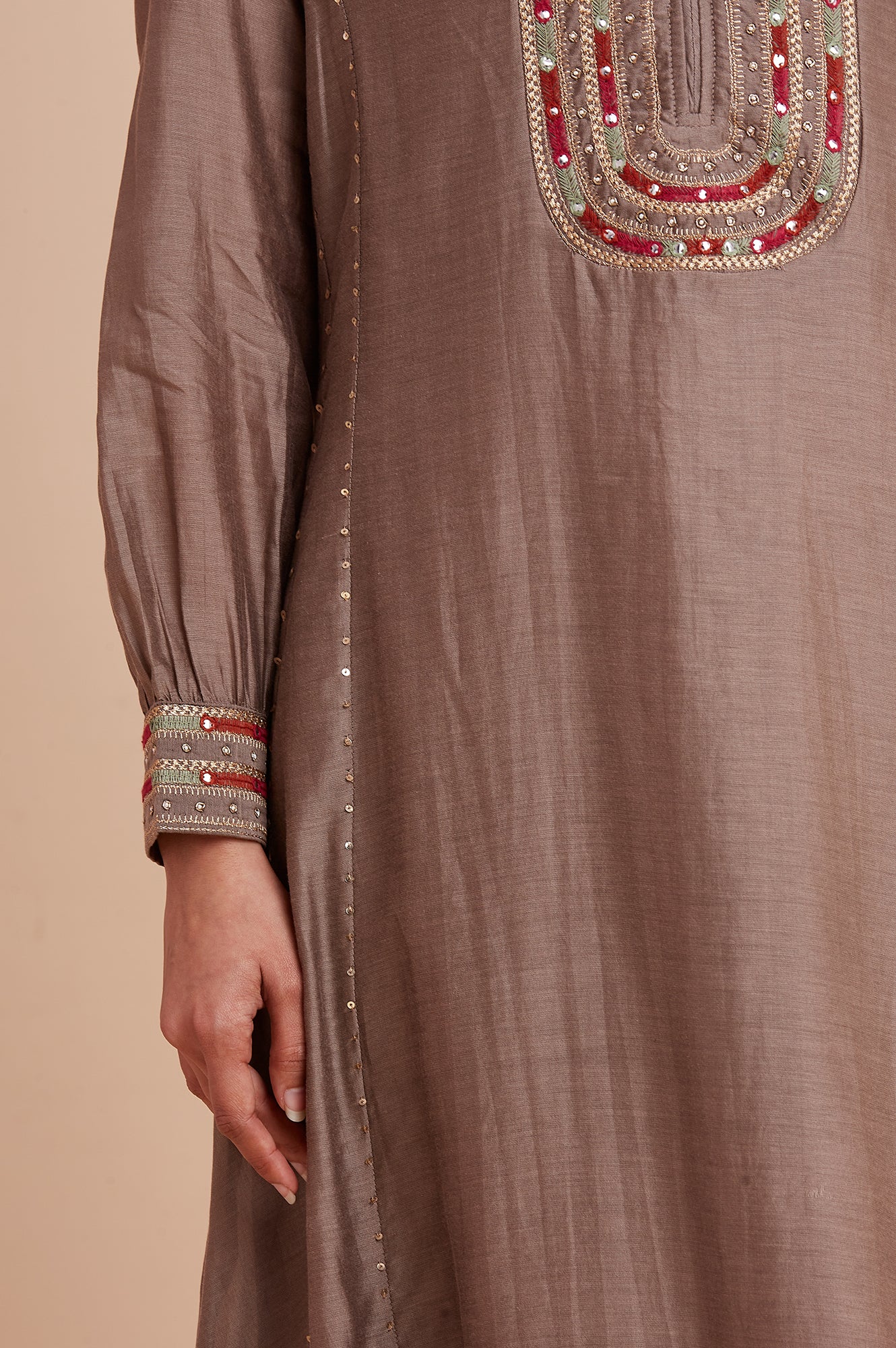 Light Grey Silk Chanderi kurta