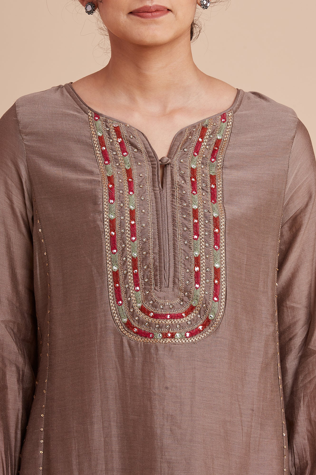 Light Grey Silk Chanderi kurta