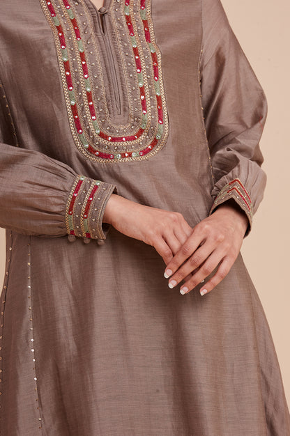 Light Grey Silk Chanderi kurta