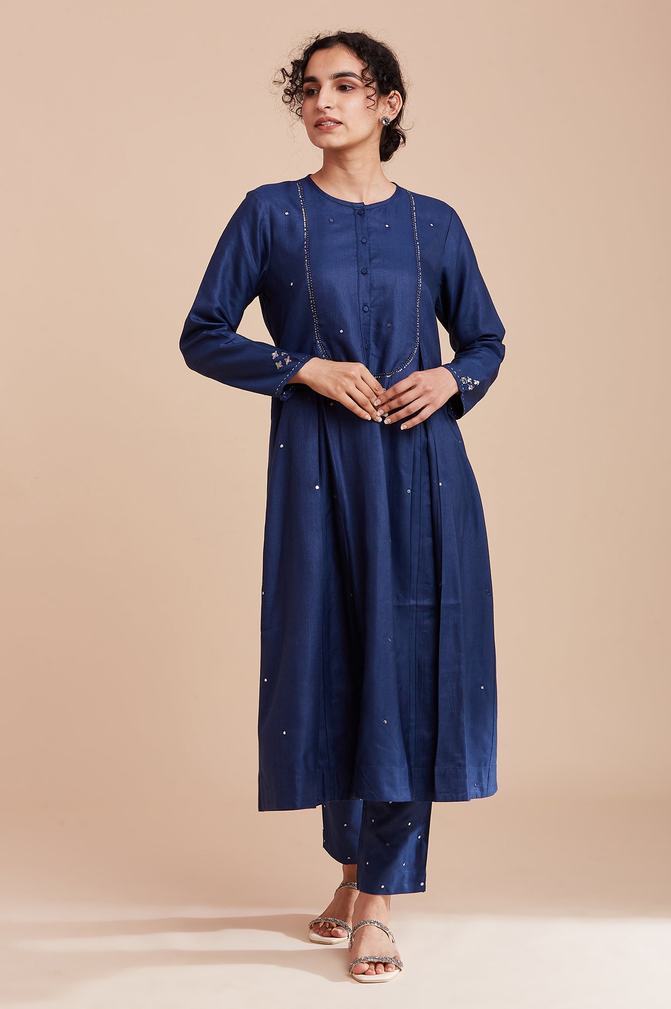 Blue Mirror Work kurta