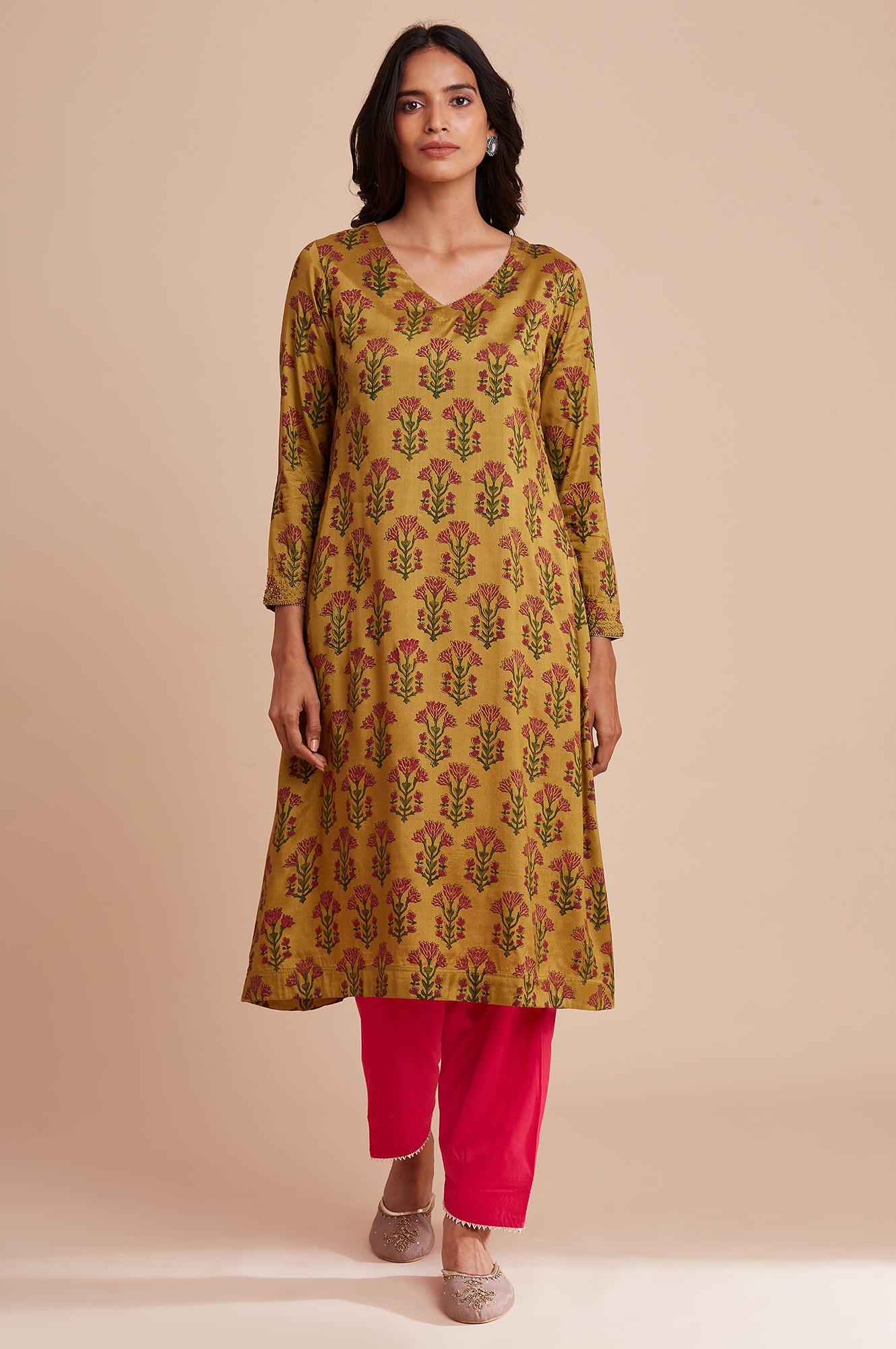 Yellow Hand Block Print kurta