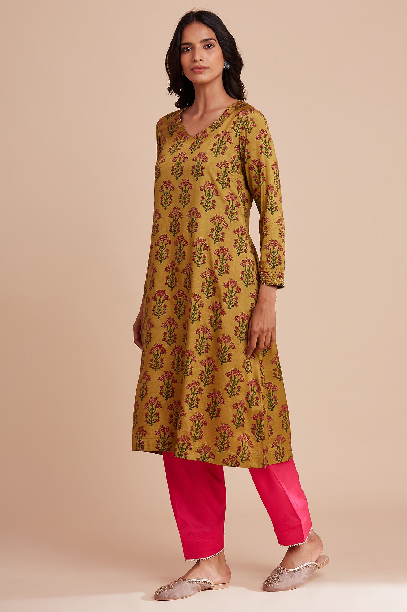 Yellow Hand Block Print kurta