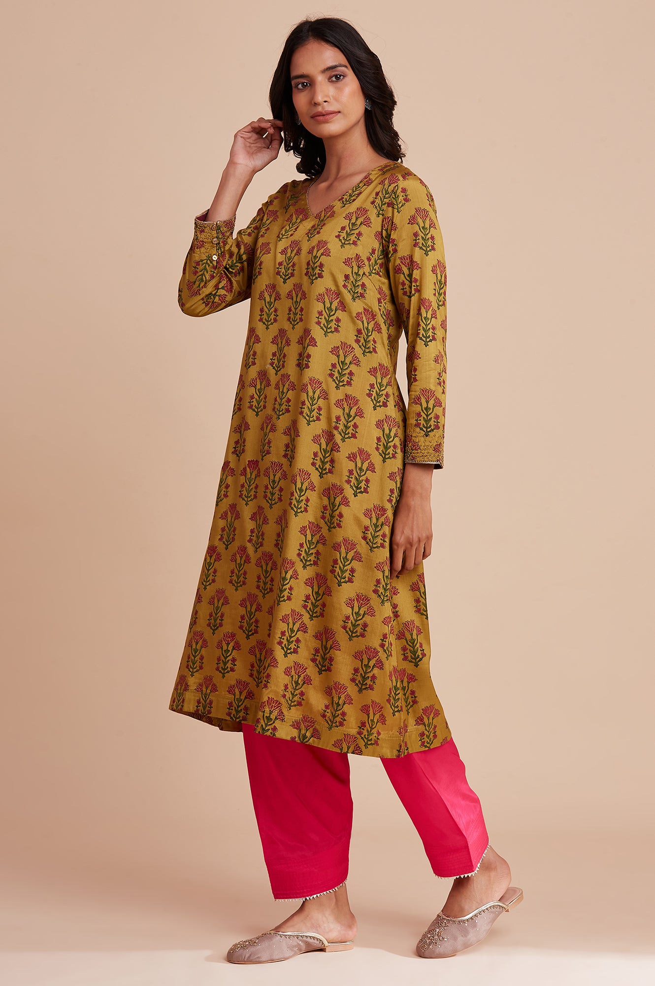 Yellow Hand Block Print kurta