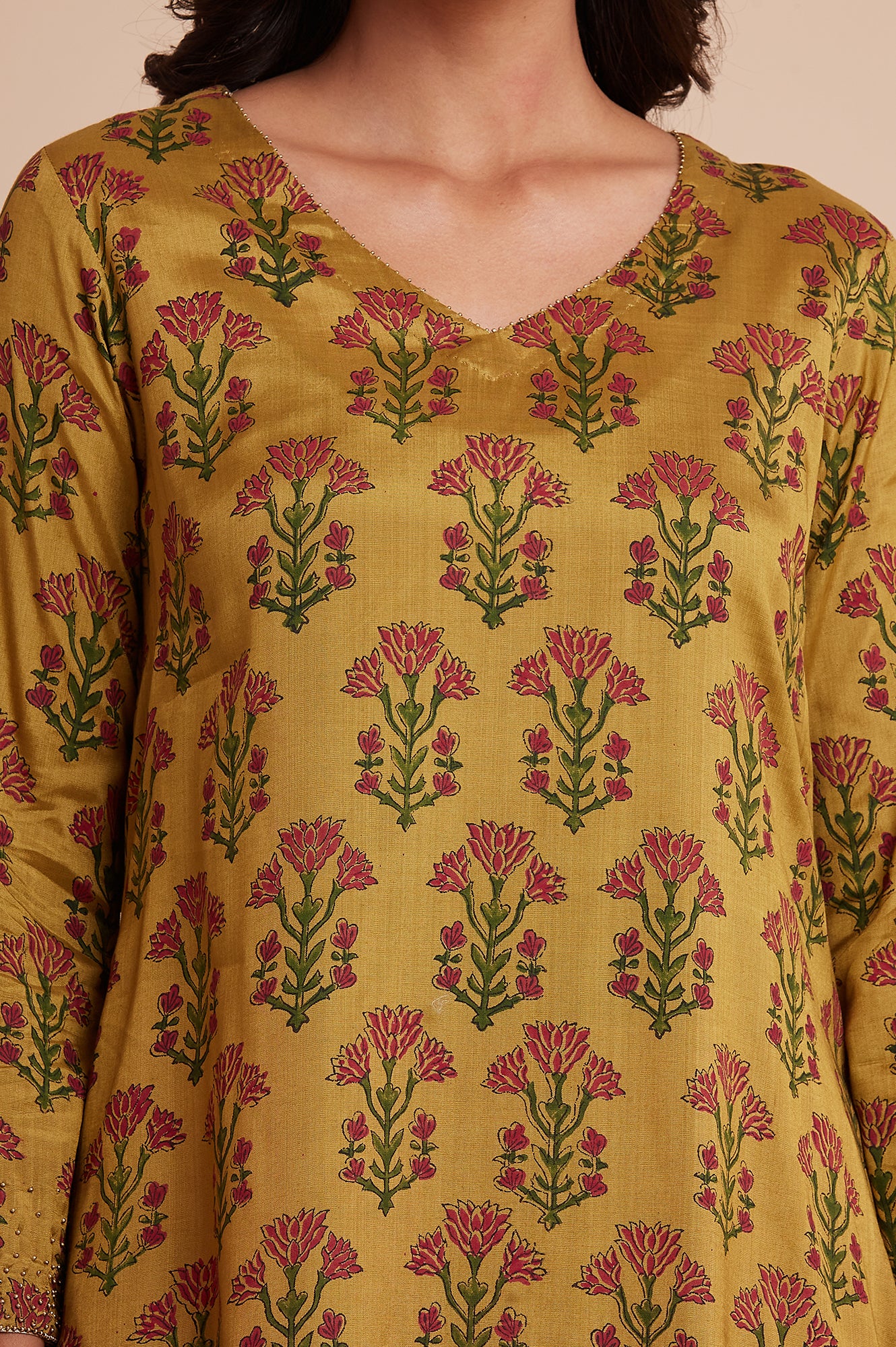 Yellow Hand Block Print kurta