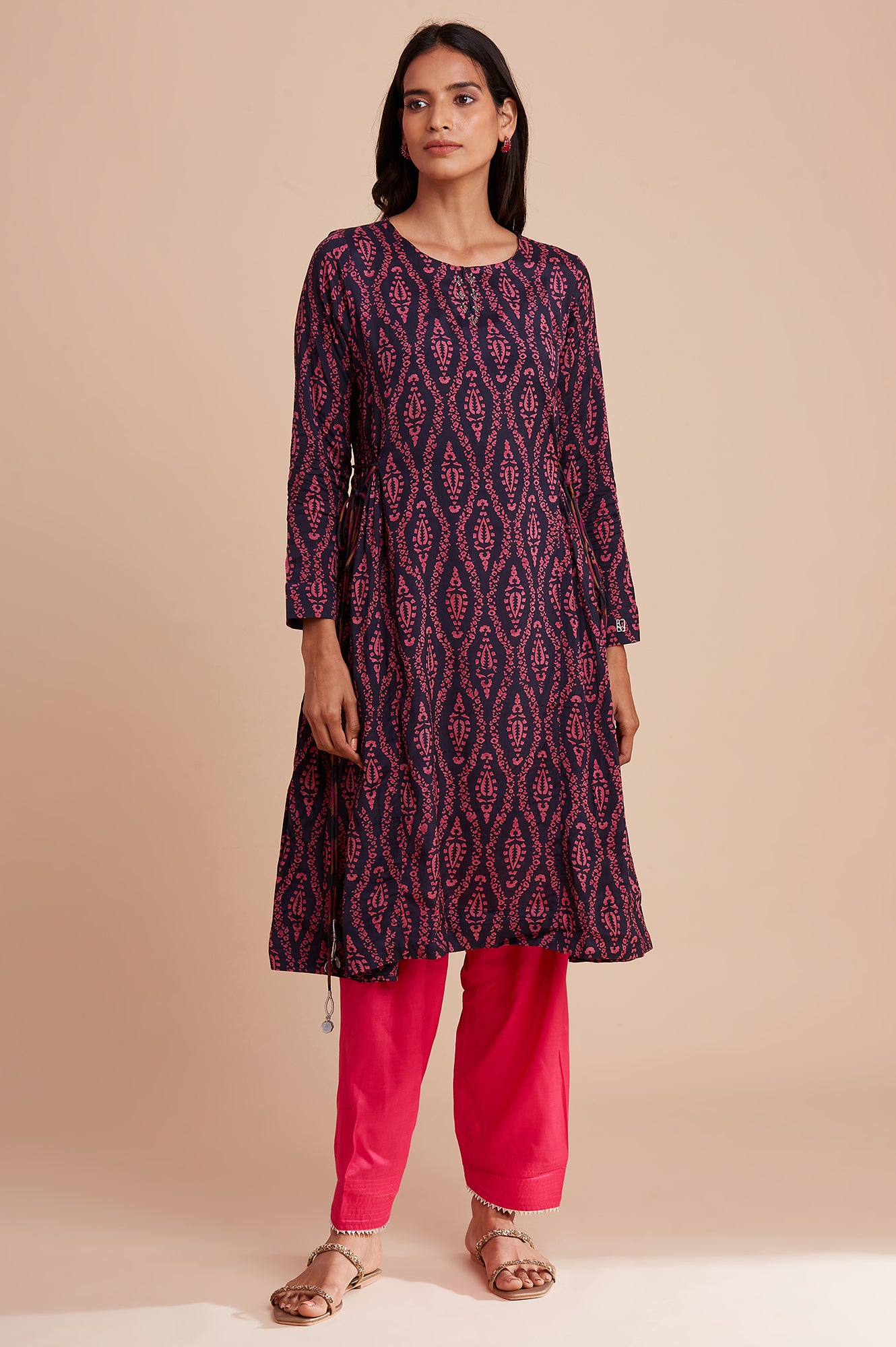 Dark Blue Block Print kurta