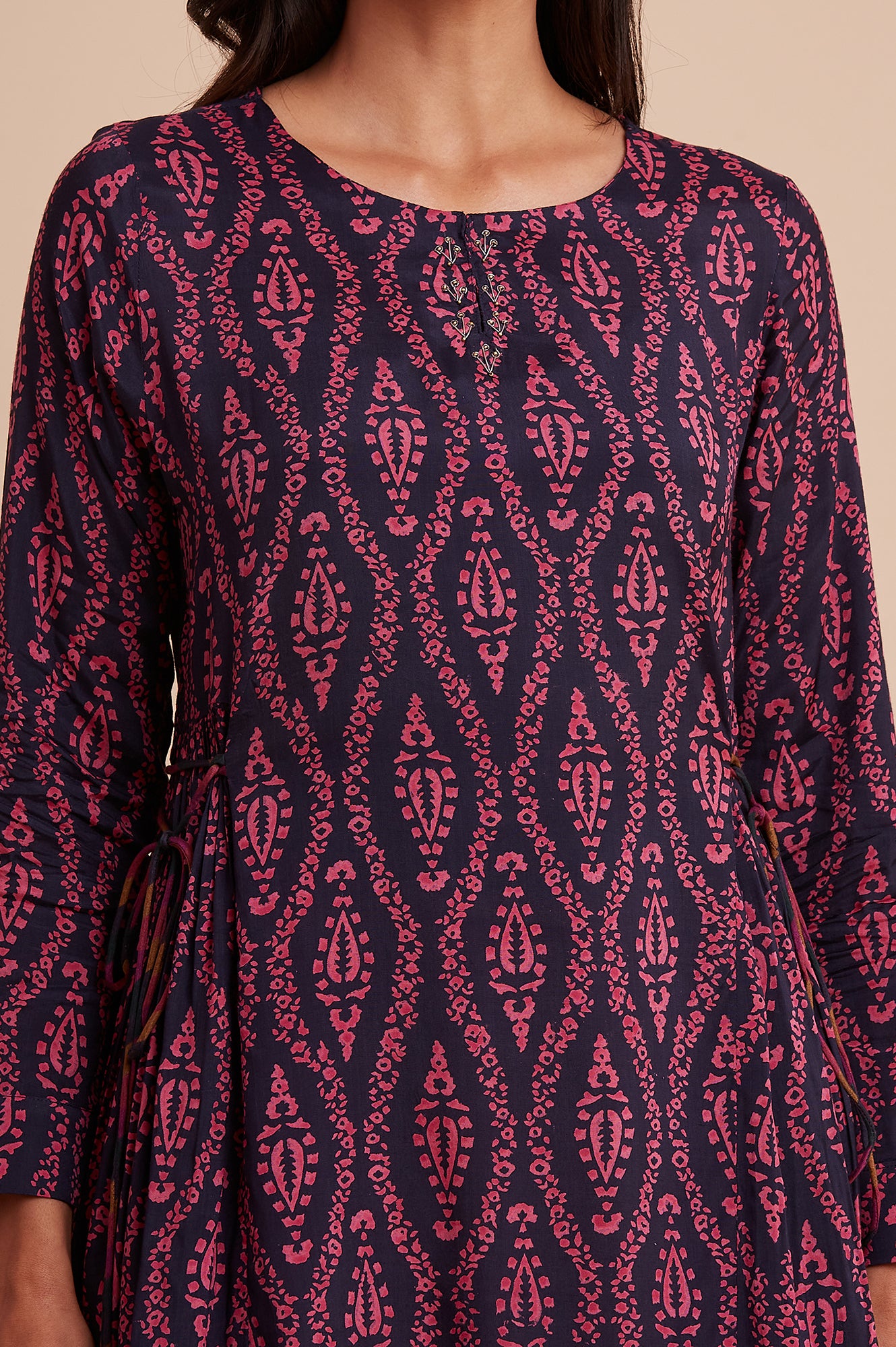 Dark Blue Block Print kurta