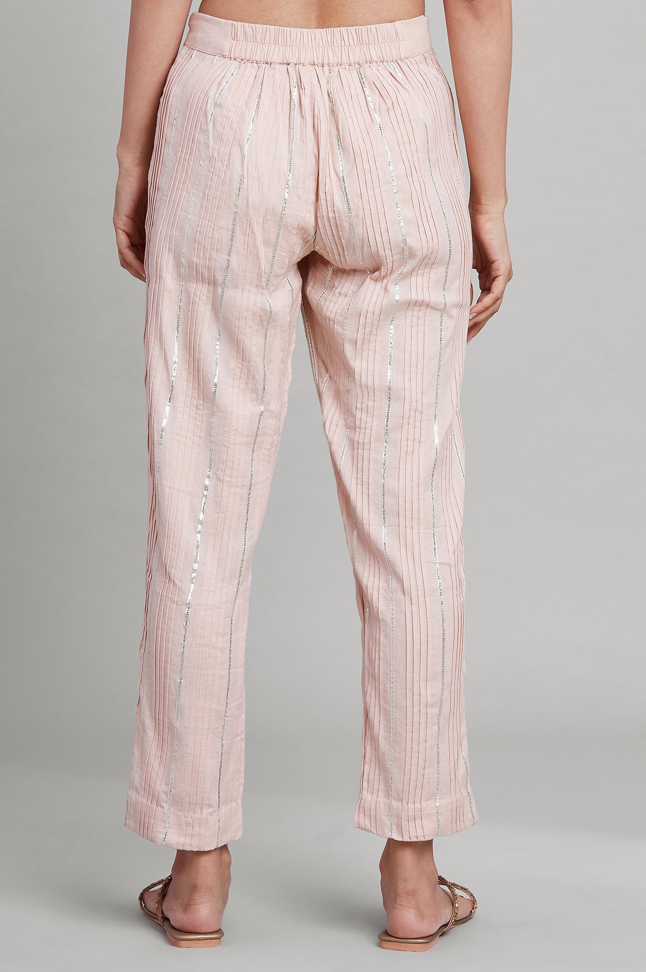 Light Pink Pleated Slim Pants