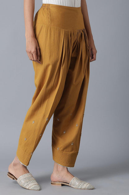 Dark Yellow Solid Salwar Pants - wforwoman