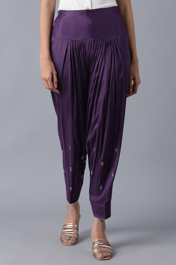 Dark Purple Solid Salwar Pants