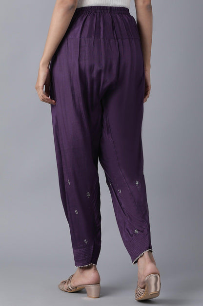 Dark Purple Solid Salwar Pants - wforwoman