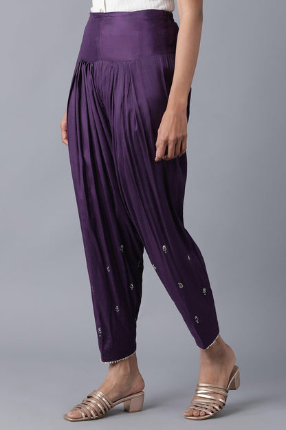 Dark Purple Solid Salwar Pants - wforwoman