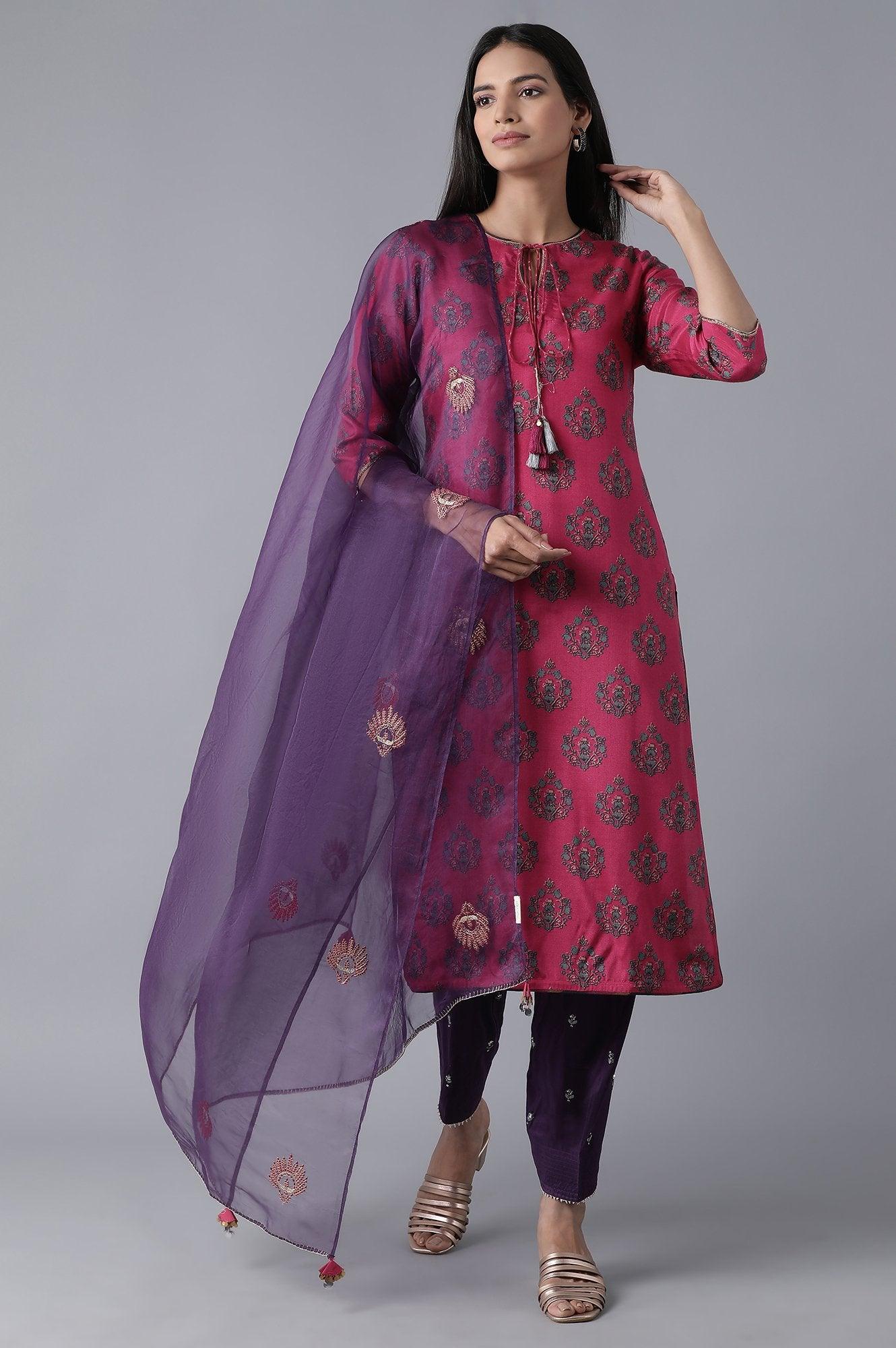 Dark Purple Solid Salwar Pants - wforwoman