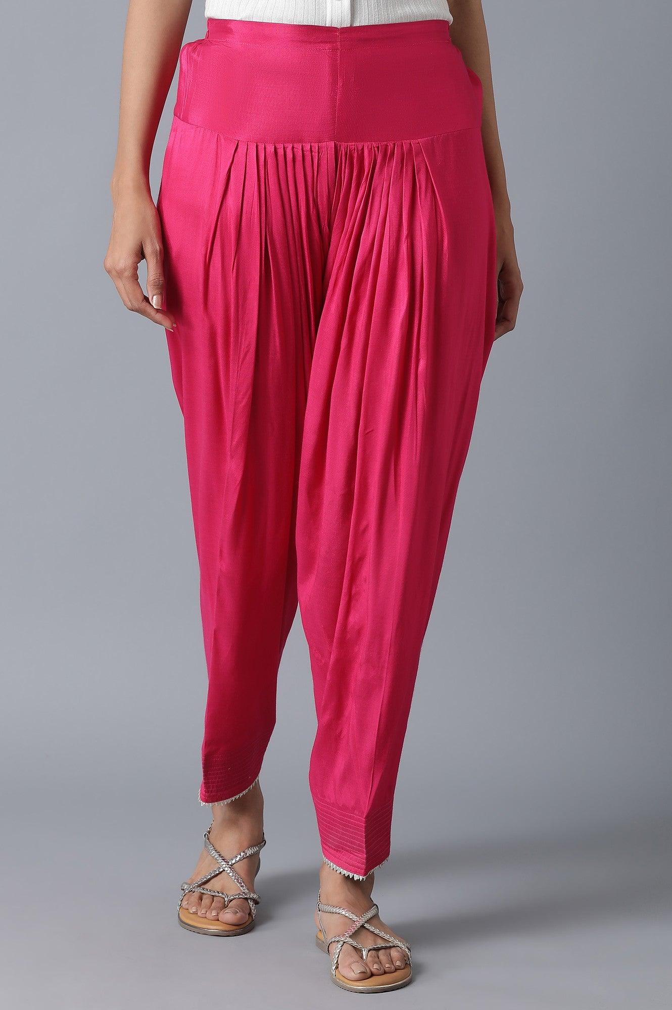 Dark Pink Solid Salwar Pants - wforwoman