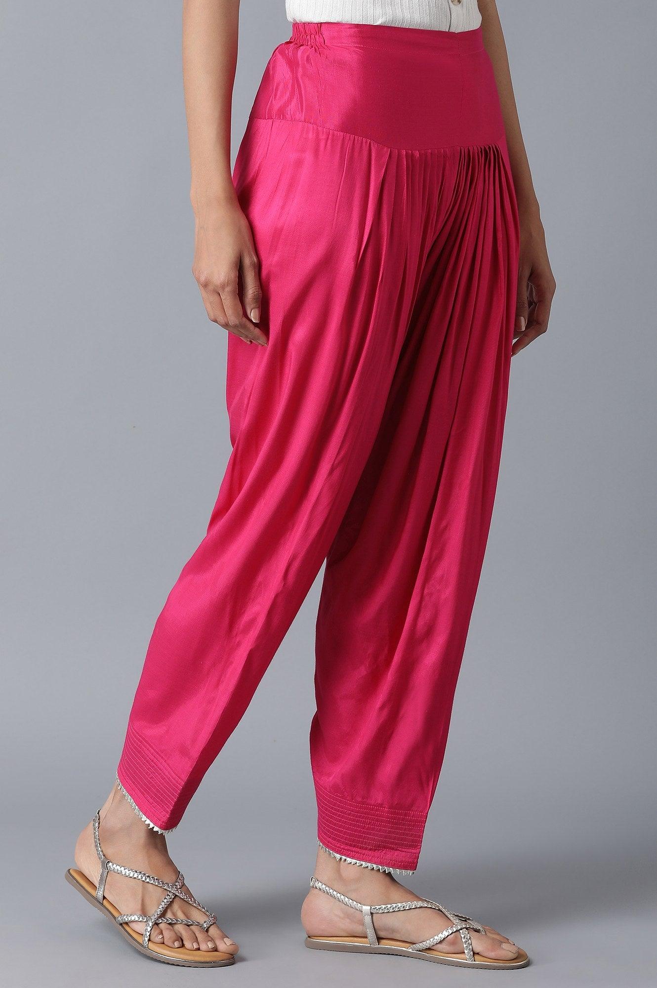 Dark Pink Solid Salwar Pants - wforwoman