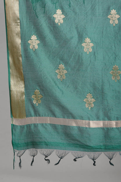 Green Chanderi Jacquard Drape