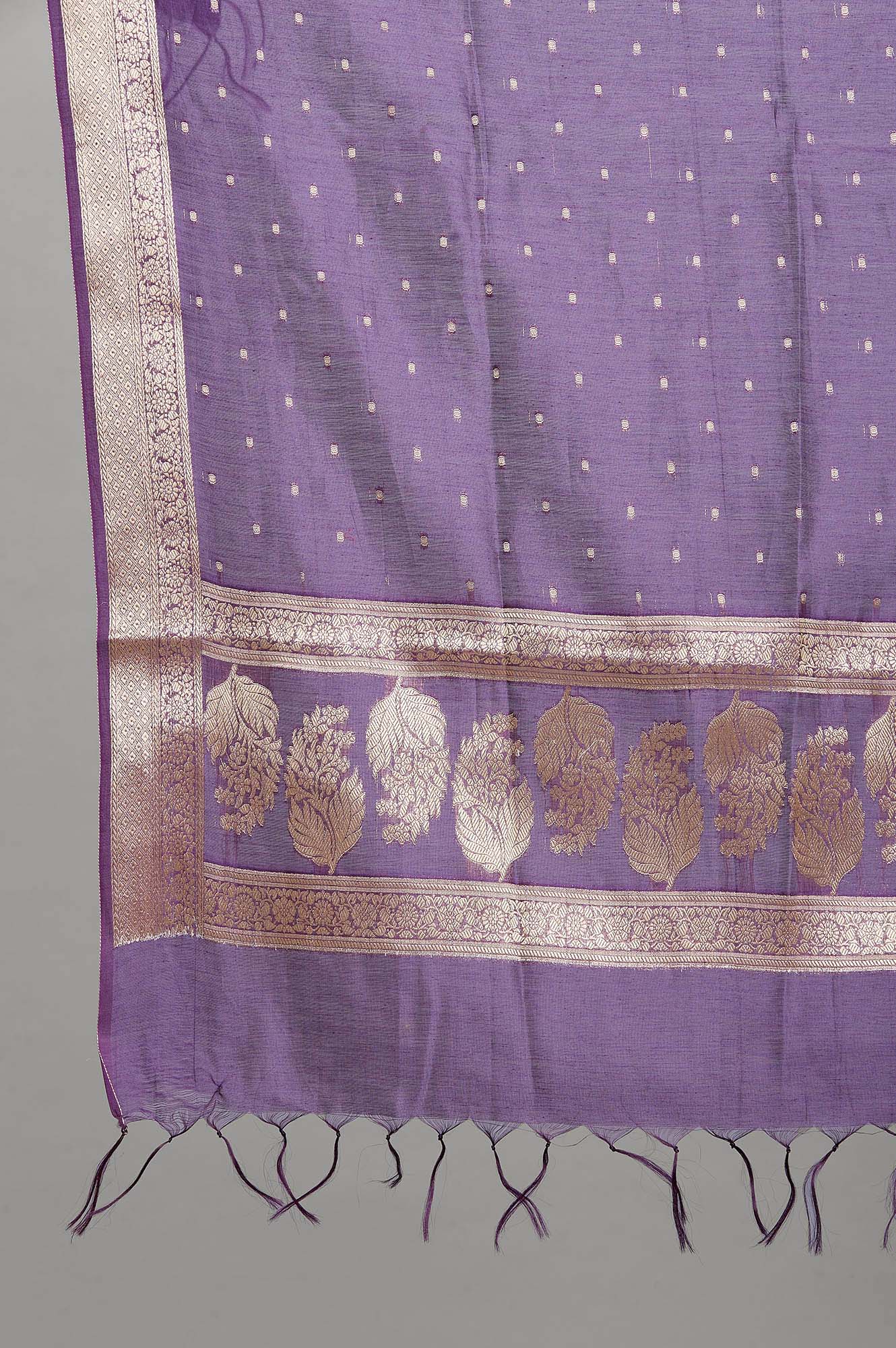 Dark Purple Chanderi Jacquard Drape