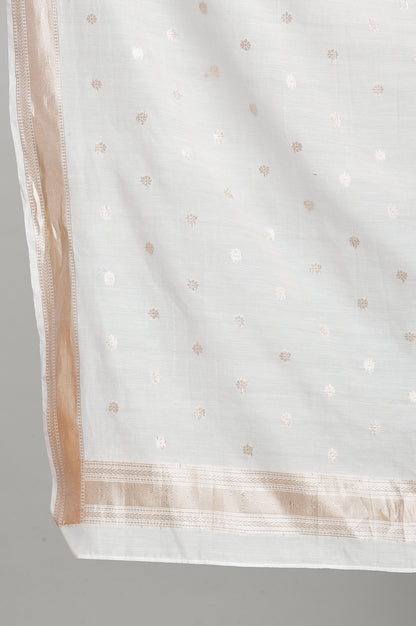 Ecru Chanderi Jacquard Drape