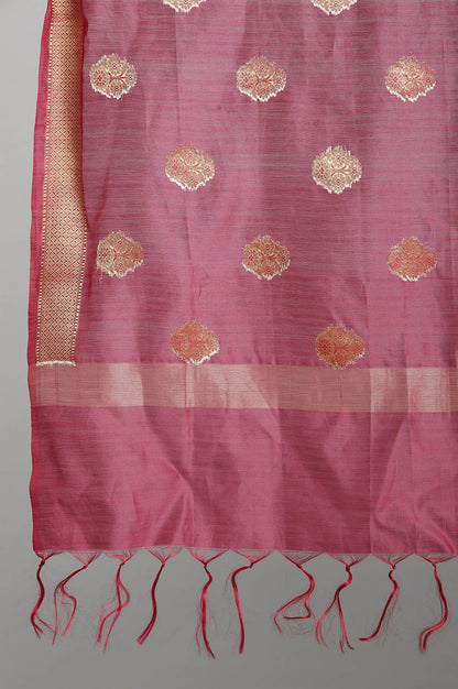 Dark Pink Chanderi Jacquard Drape