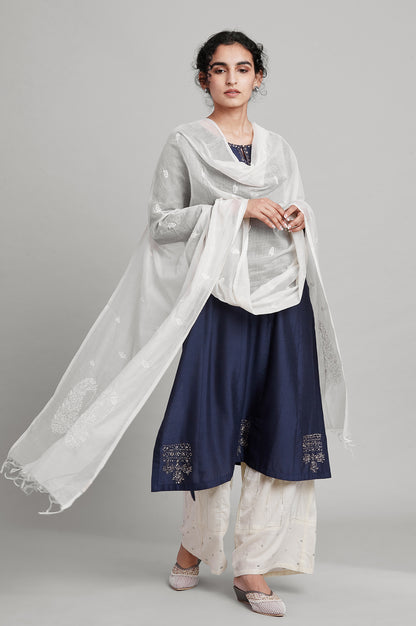 Ecru Chanderi Drape