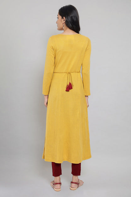 Yellow Acrylic Dress with Embroidery