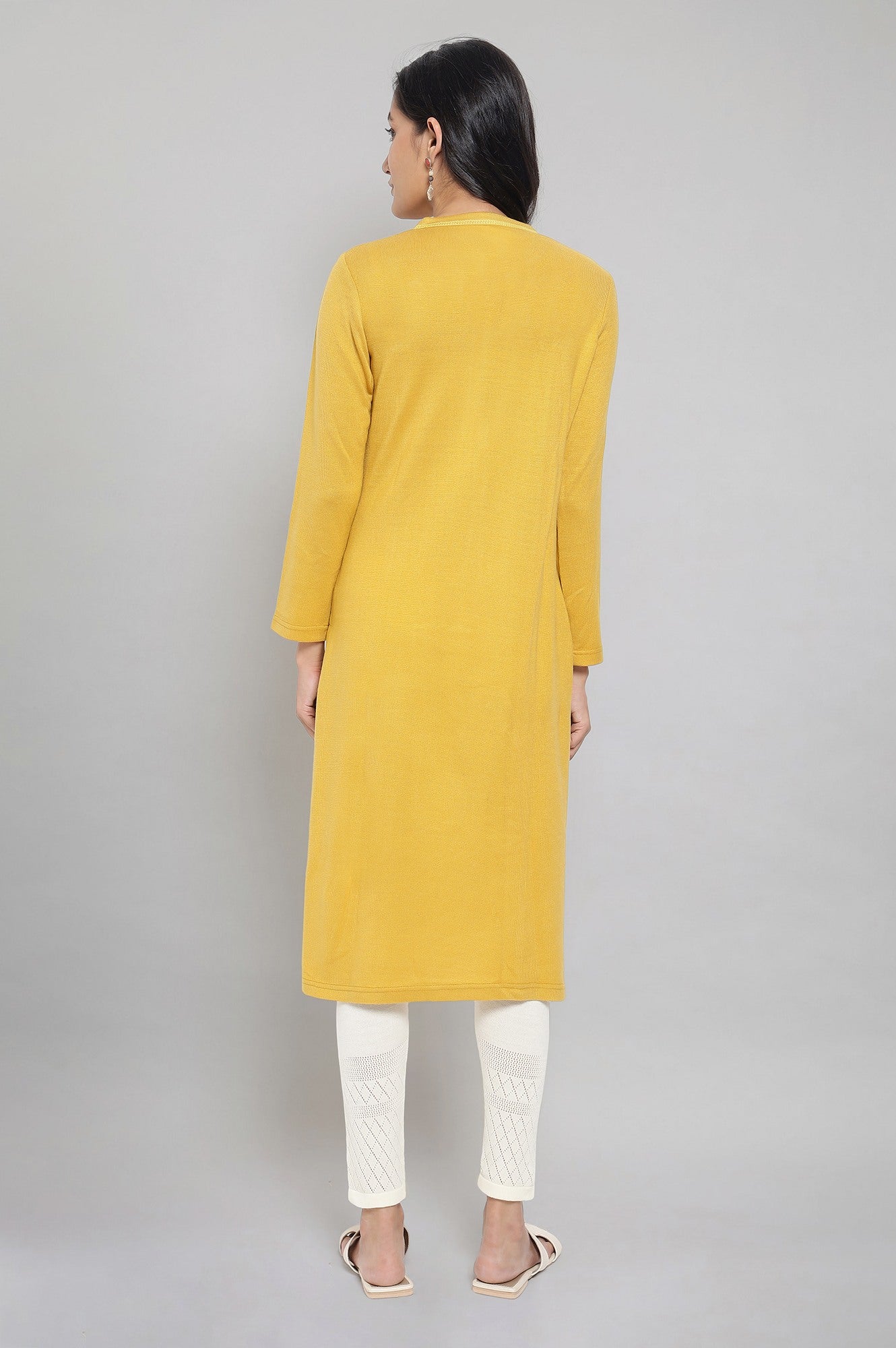 Yellow Solid Acrylic kurta