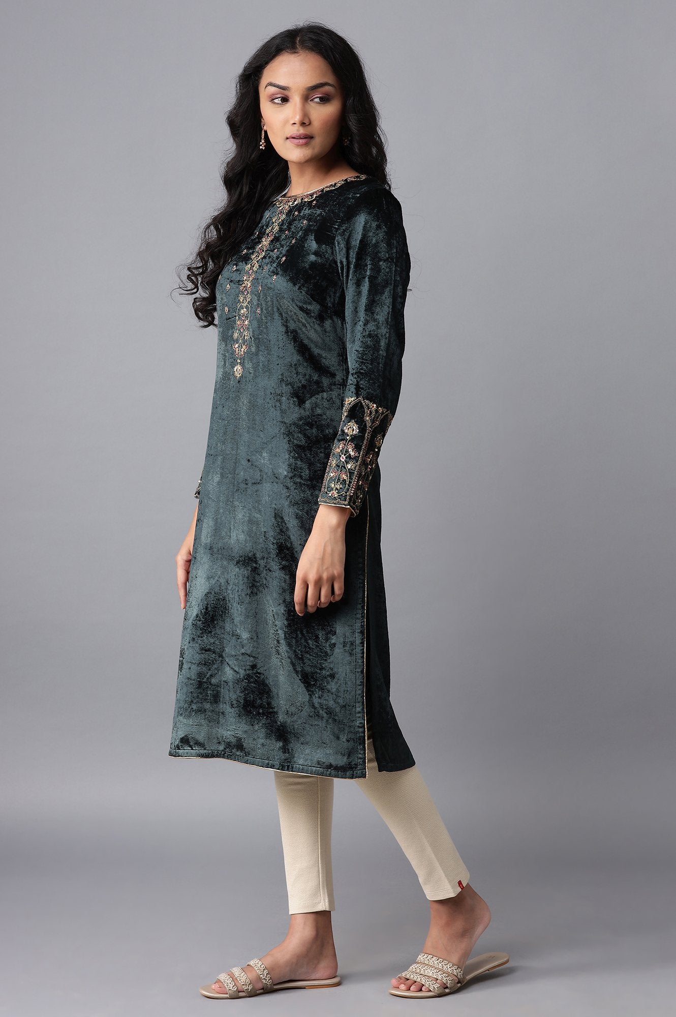 Grey Velvet kurta