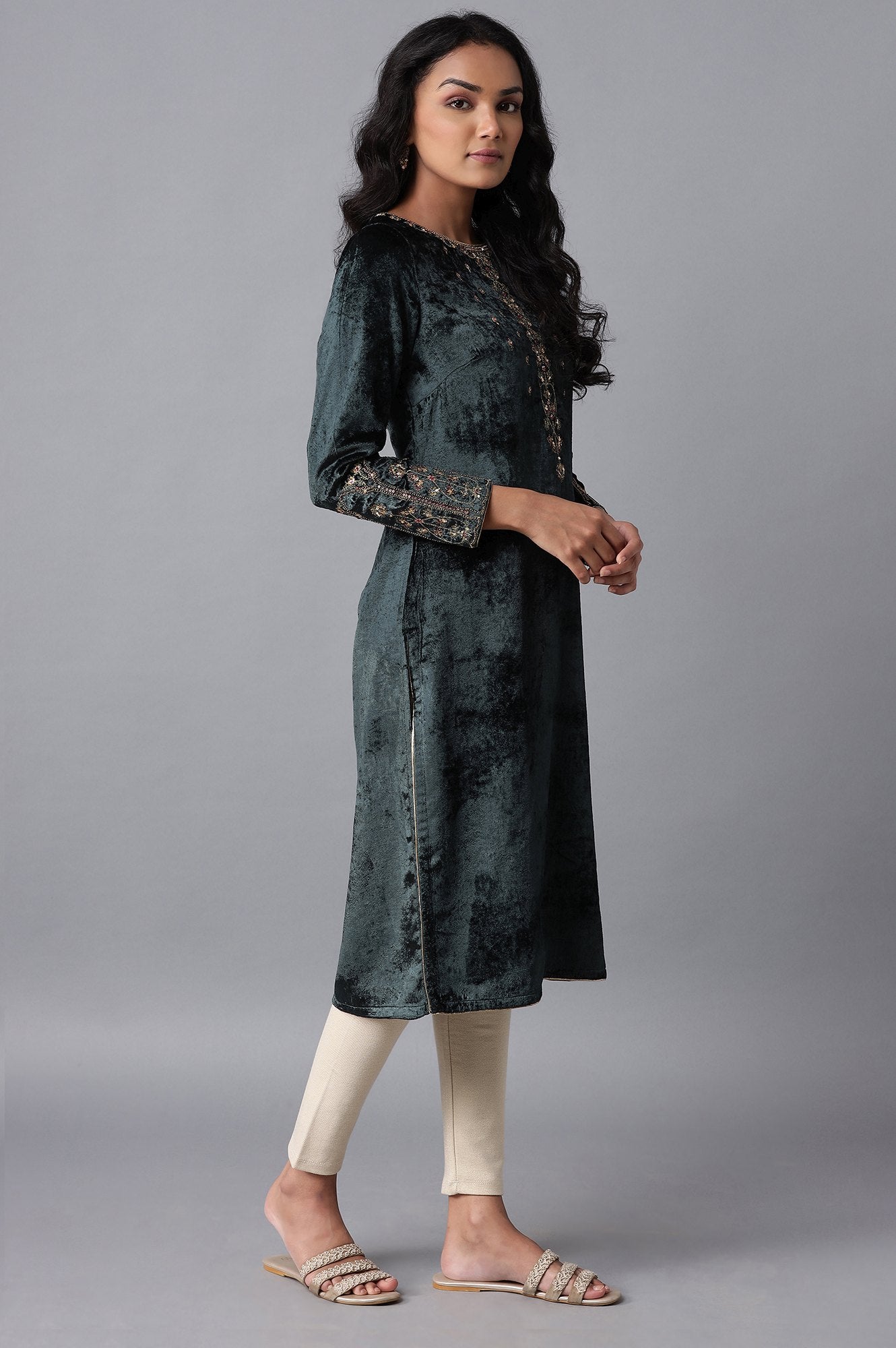 Grey Velvet kurta