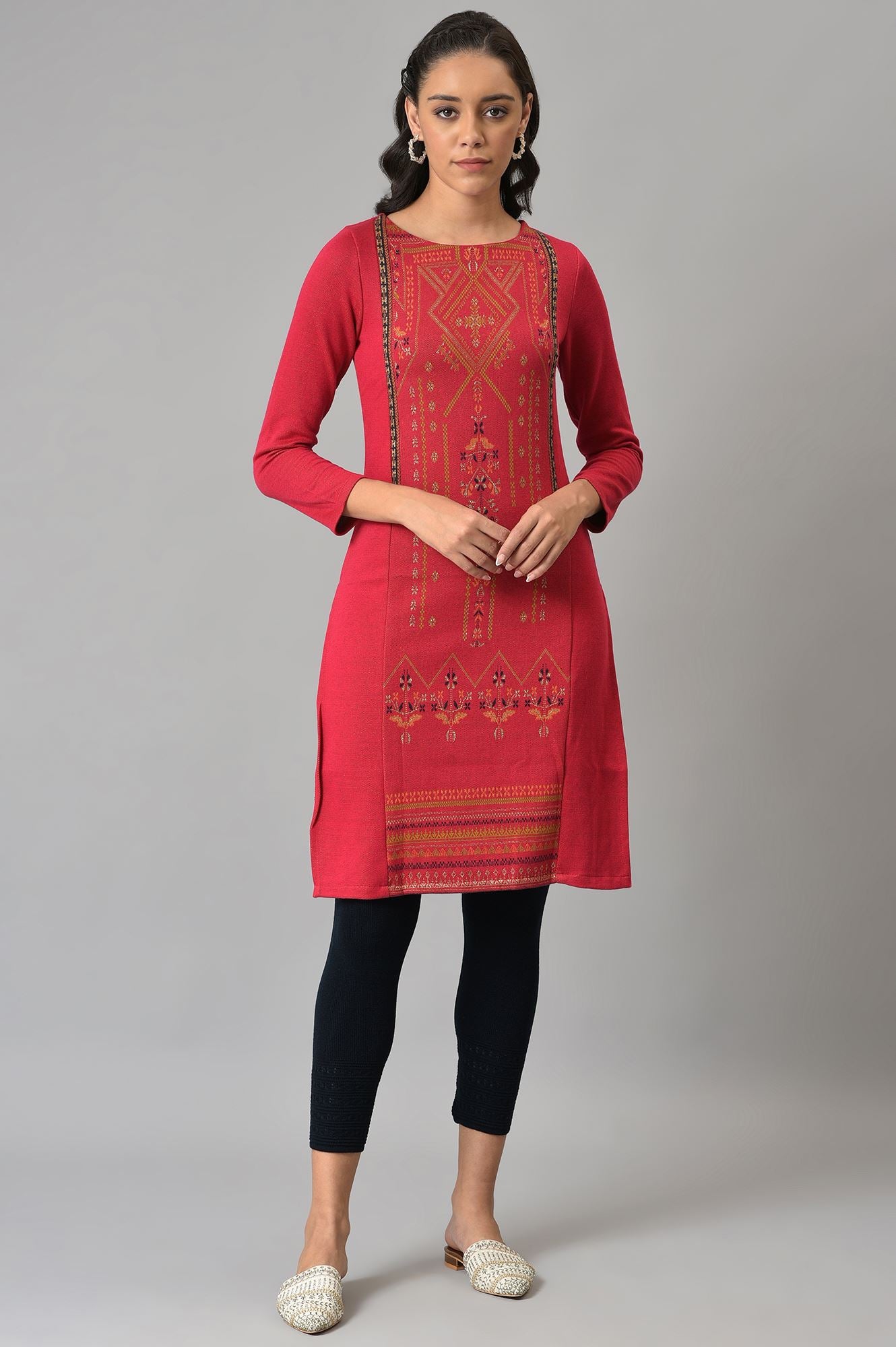 Tile Blue Pc Jacquard kurta