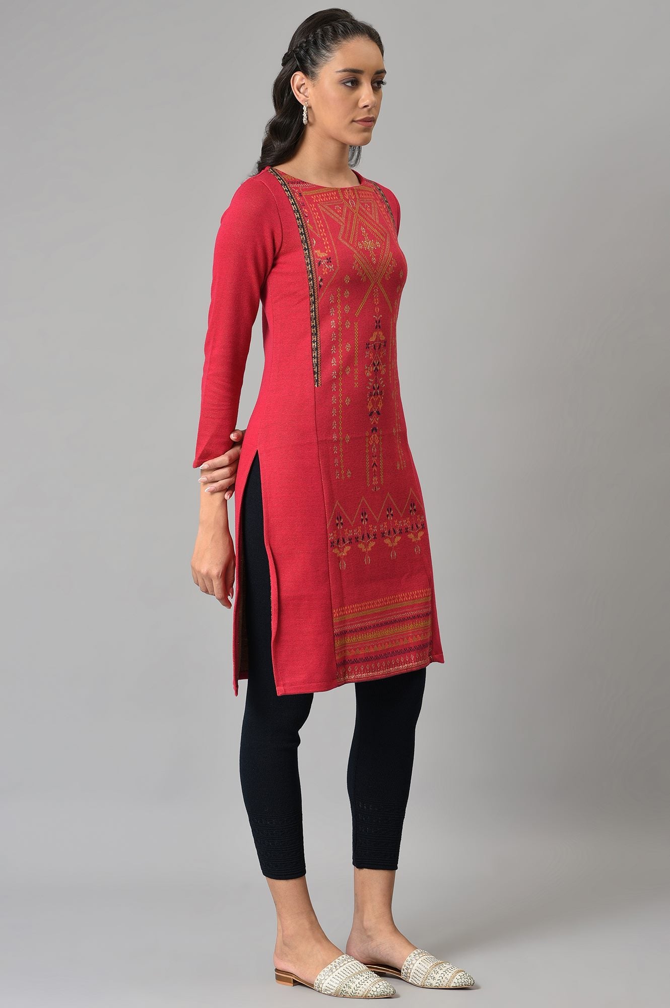 Tile Blue Pc Jacquard kurta