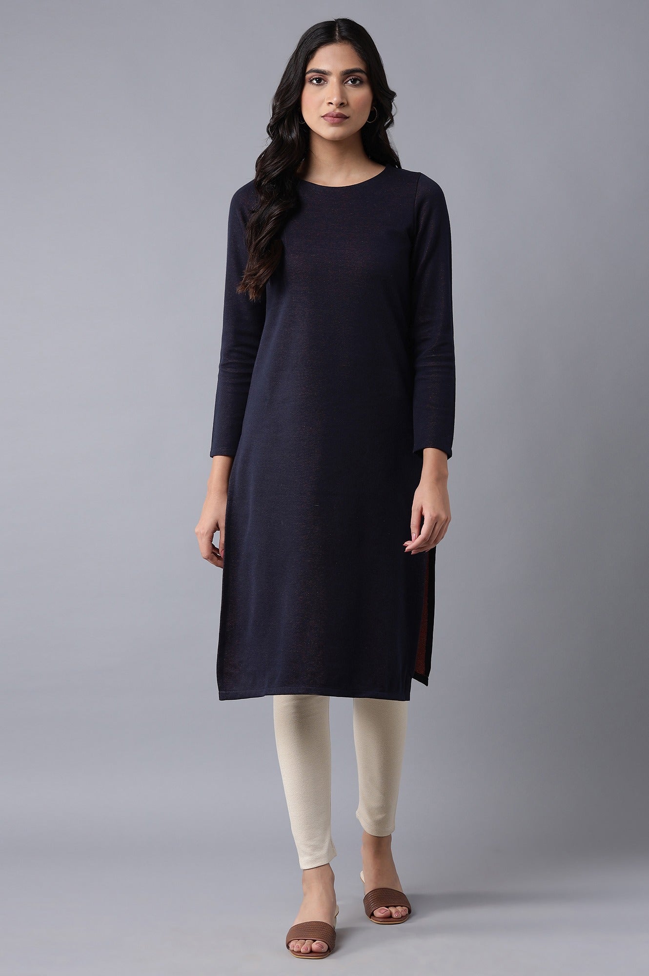 Navy Blue Winter Kurta