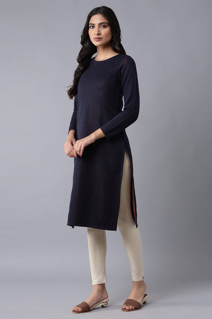 Navy Blue Winter Kurta