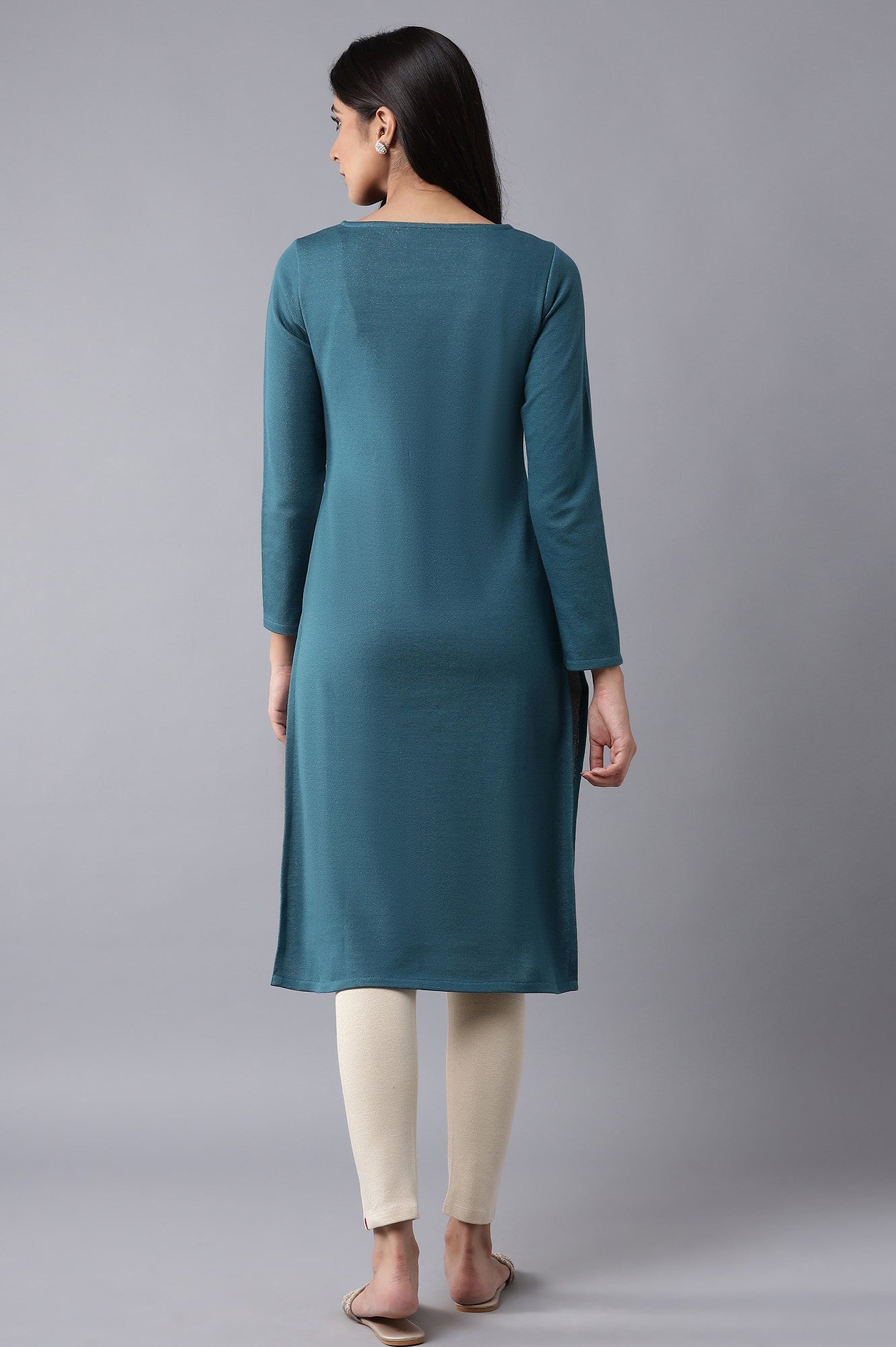 Teal Blue Winter kurta