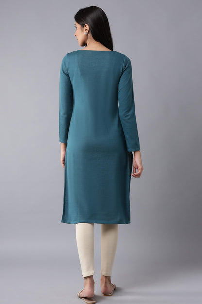 Teal Blue Winter kurta