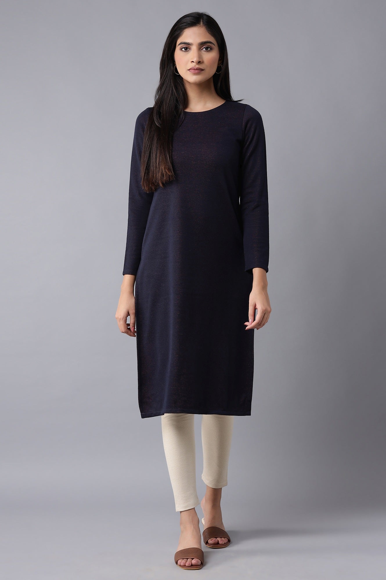 Navy Blue Winter Kurta