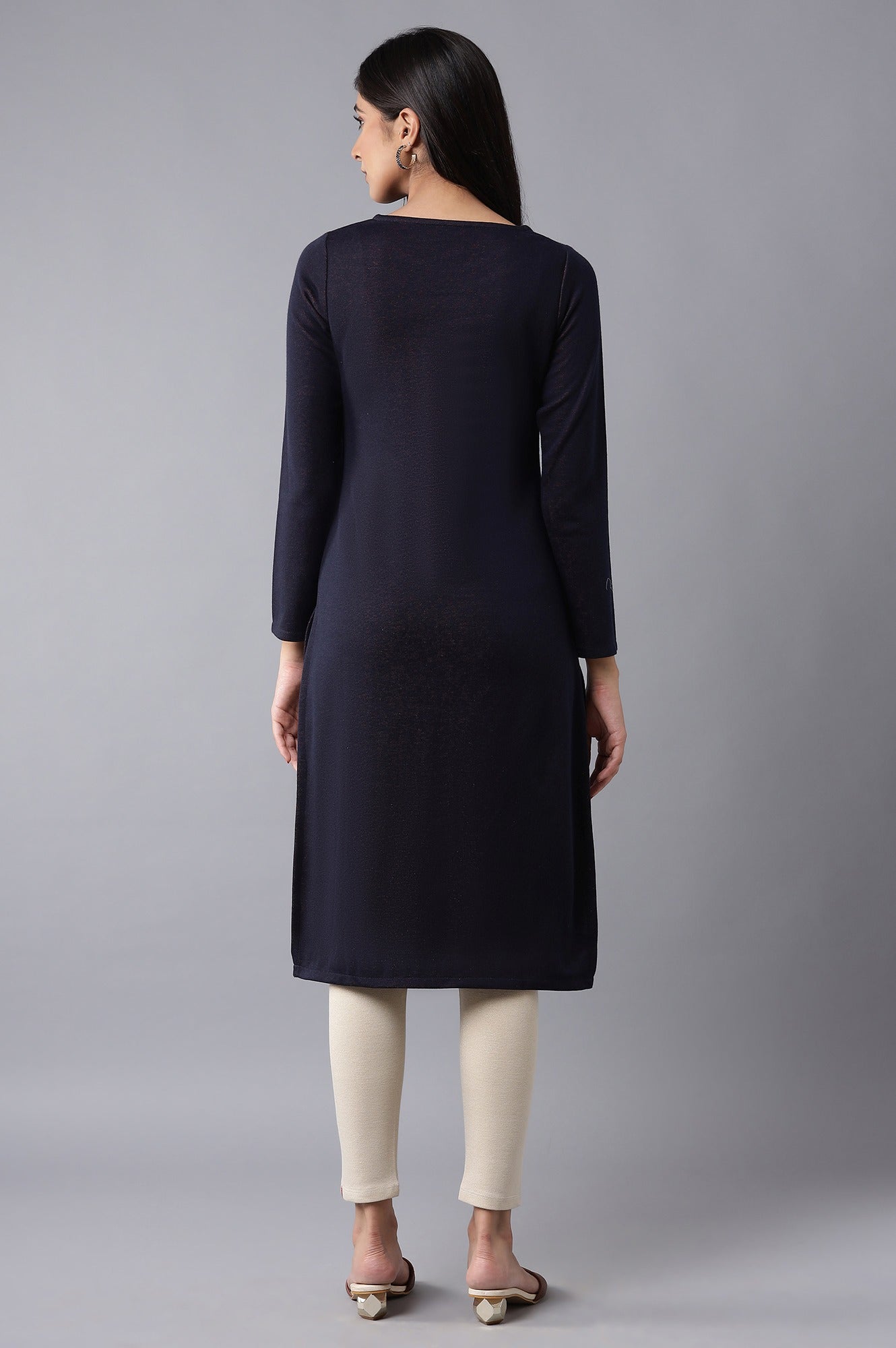 Navy Blue Winter Kurta