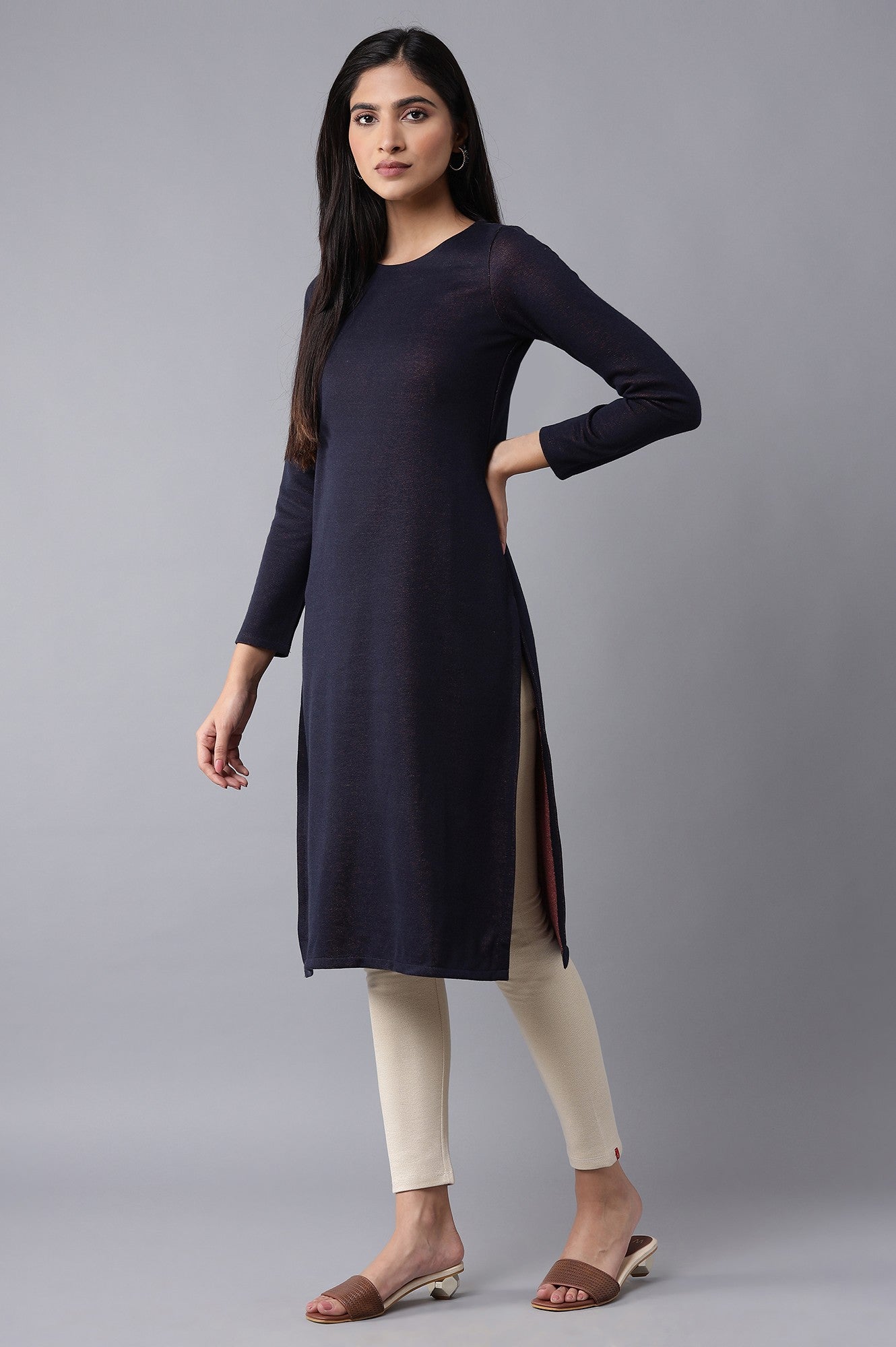 Navy Blue Winter Kurta