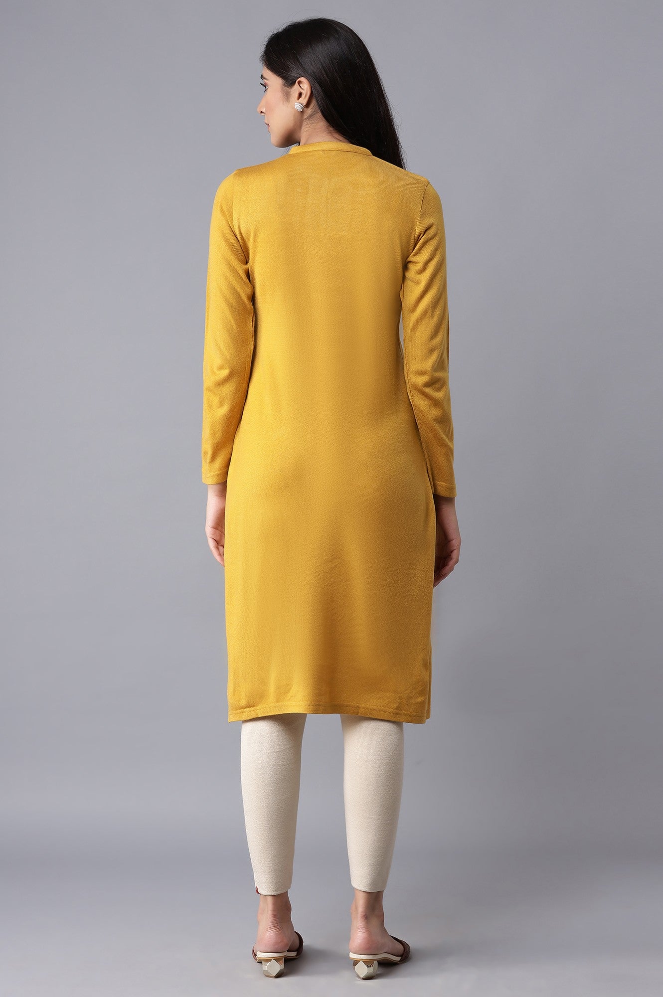 Yellow Solid Winter kurta