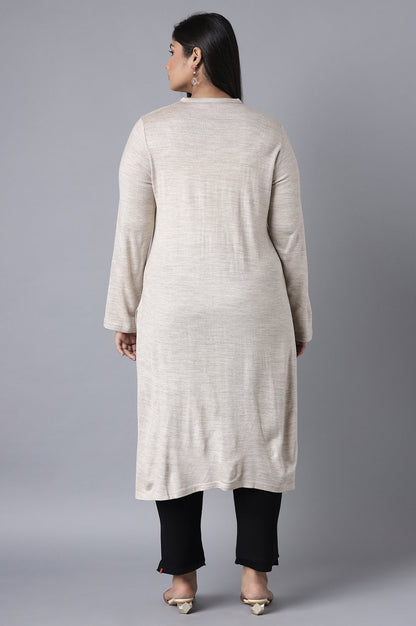 Beige Solid Winter kurta