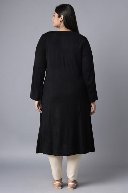 Black A-line Winter kurta