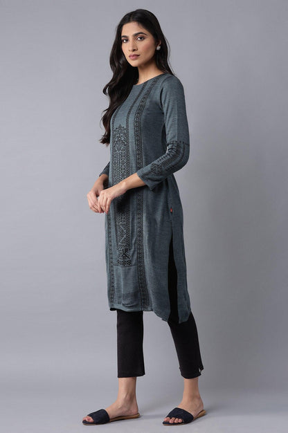 Dark Blue Winter kurta - wforwoman