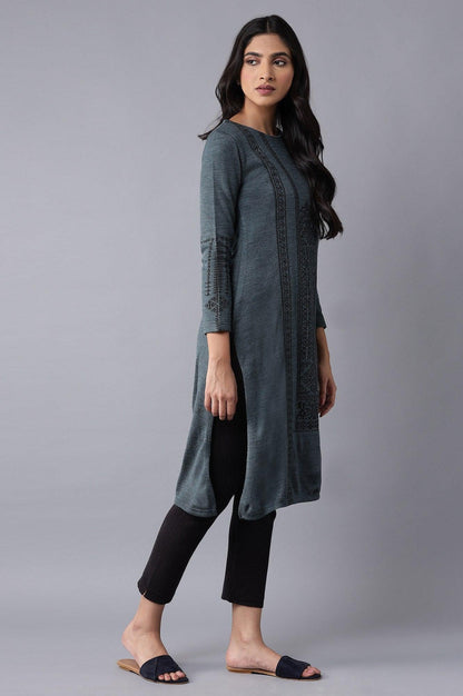 Dark Blue Winter kurta - wforwoman